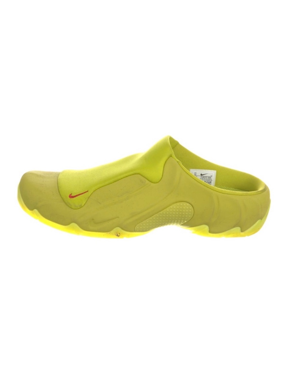 Nike Neon Yellow Slip-On Clog with Red Swoosh